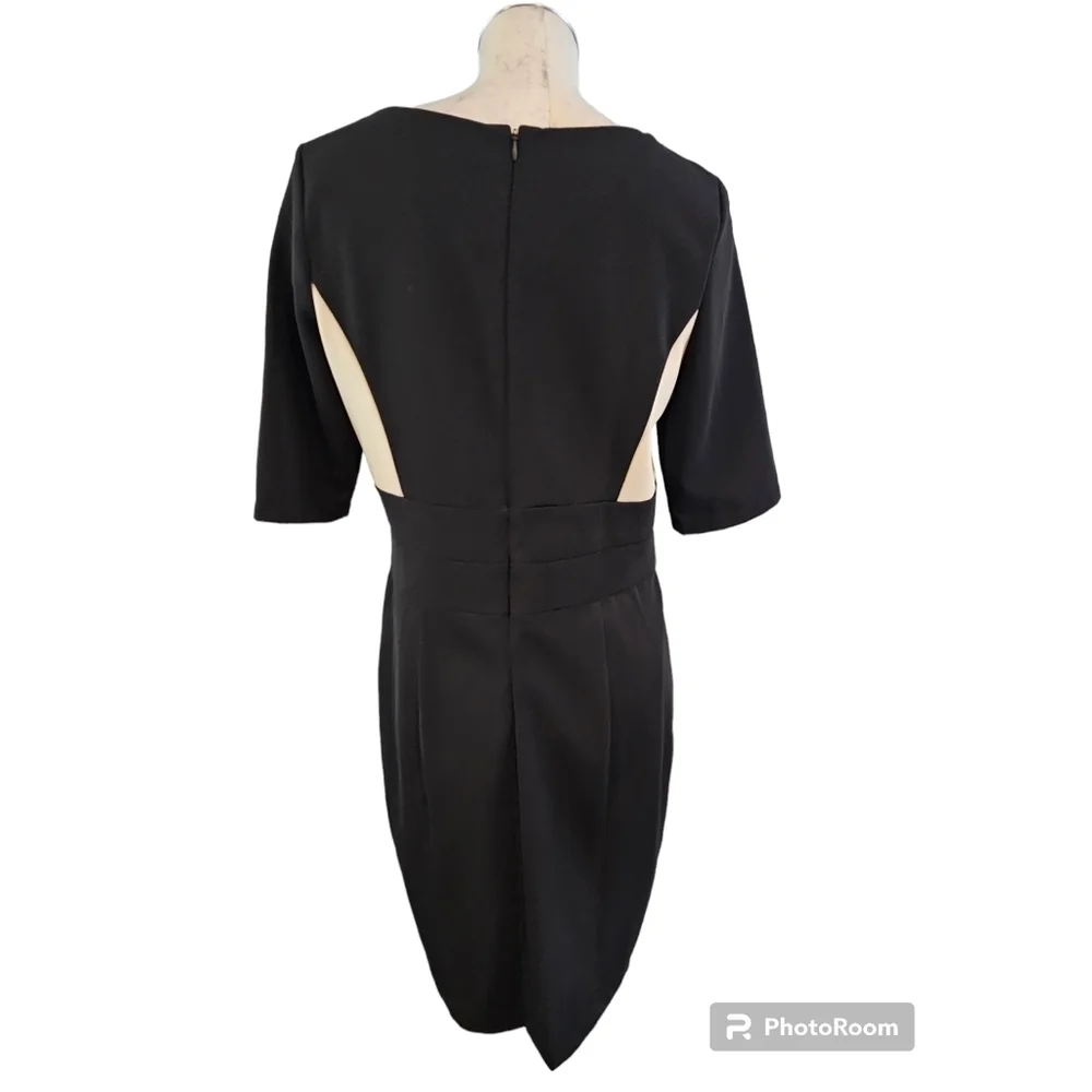 Sandra Darren Size 14 Black Tan Off White Sheath Dress